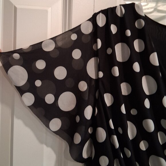 Isaac Mizrahi Live! Black and White Dot Mesh Blouse Women's Size XL - Picture 8 of 16